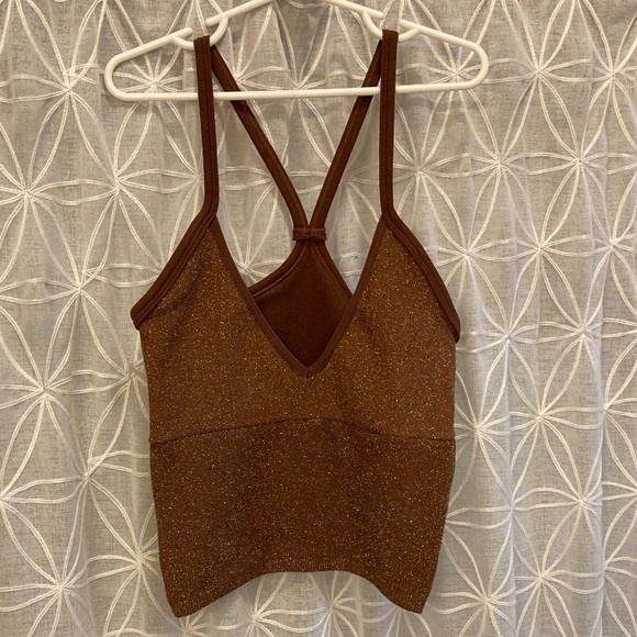 Anthropologie Tops - Anthropologie Brown Sparkly Crop Tank
